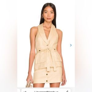 Revolve lovers and friends tish vest / Michelle skirt set in sand neutral NWT